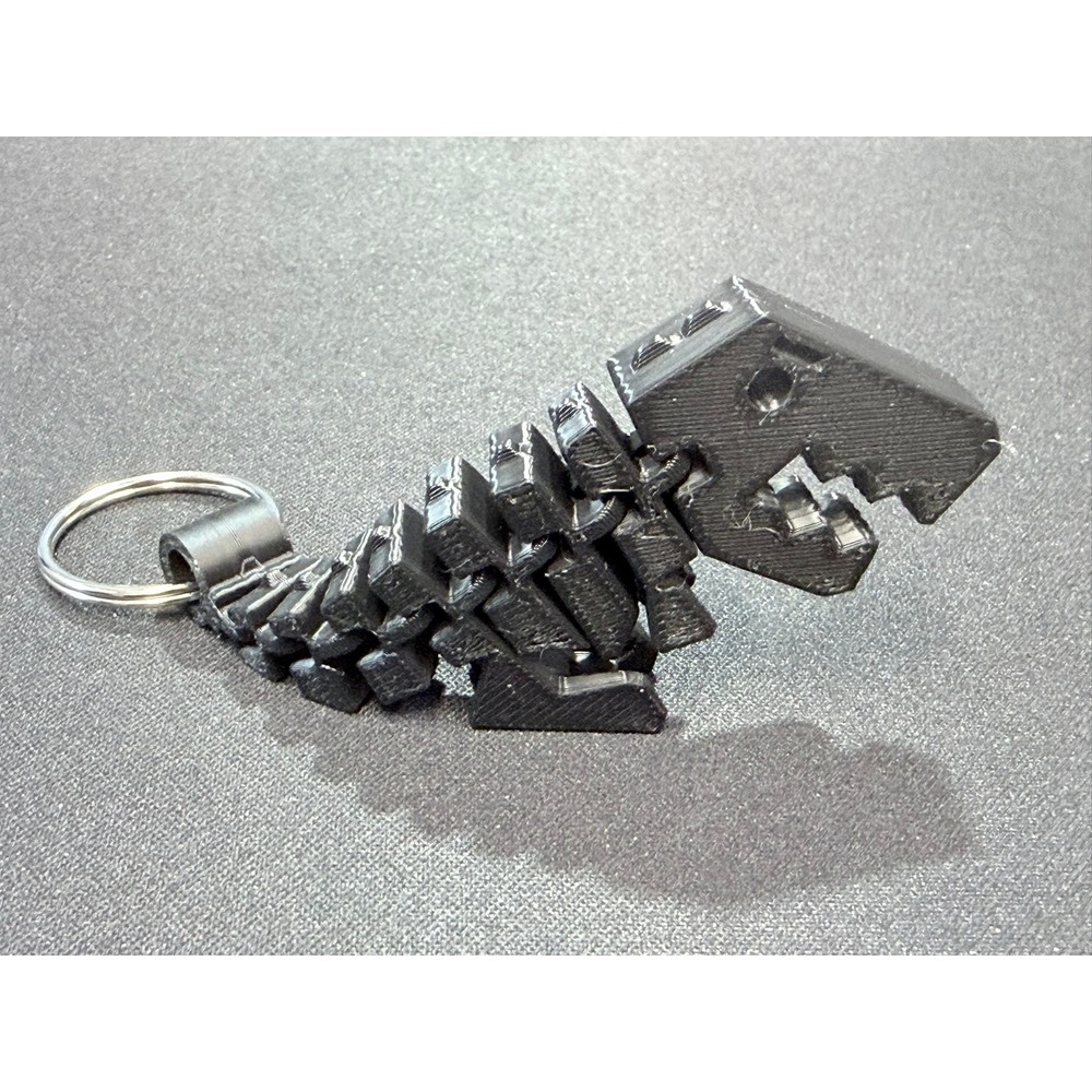 3D Printed Articulated T-Rex Keychain Black Flexible Dinosaur Toy - Picture 3 of 4